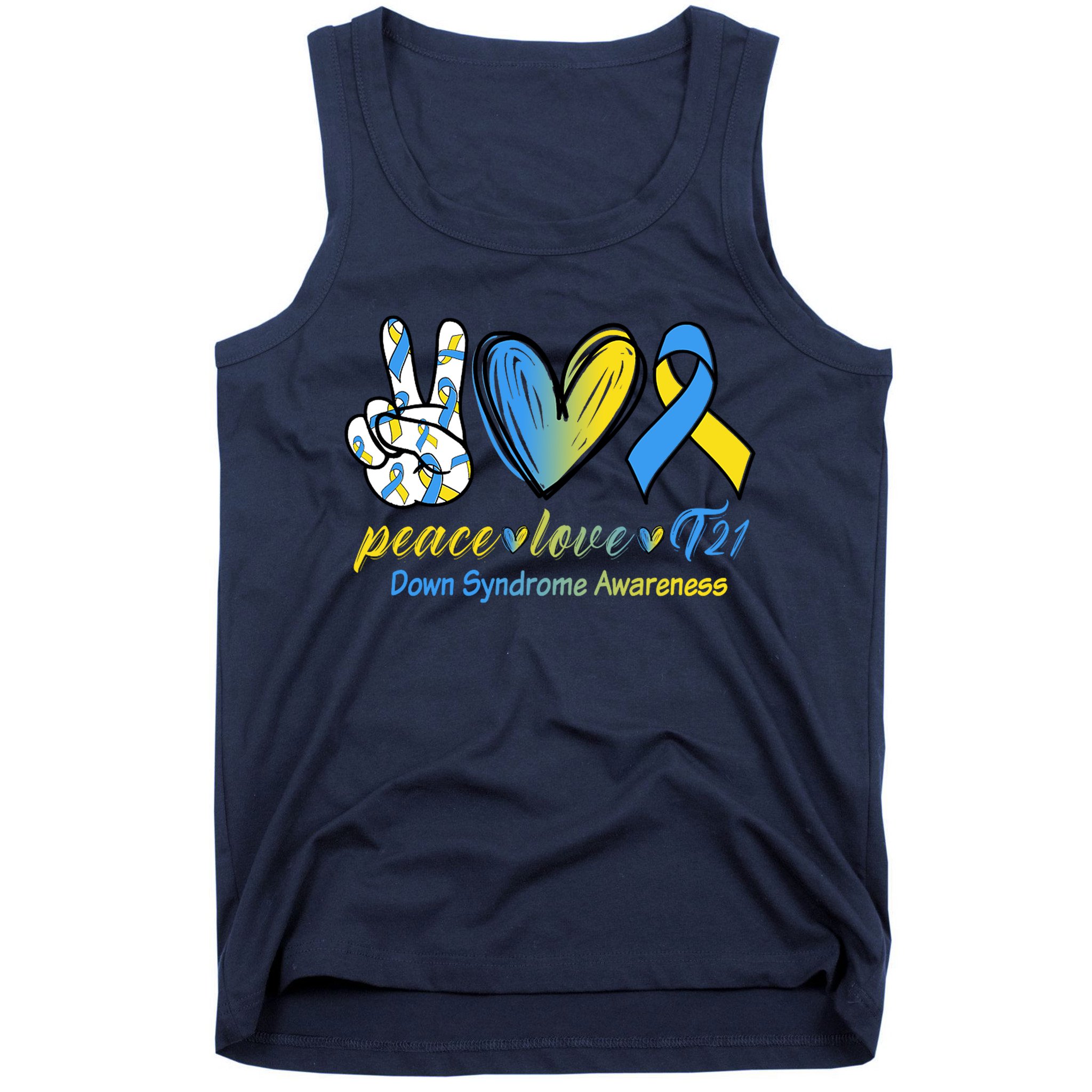 Peace Love Down Syndrome Ribbon Tank Top
