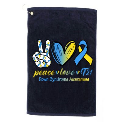 Peace Love Down Syndrome Ribbon Golf Towel