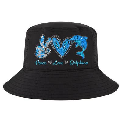 Peace Love Dolphins Funny Dolphin Lover Gifts Cool Comfort Performance Bucket Hat