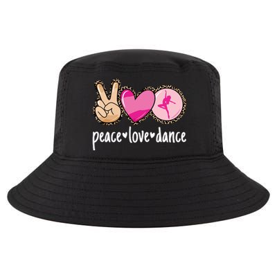 Peace Love Dance Leopard Print Mom Dancing Cool Comfort Performance Bucket Hat