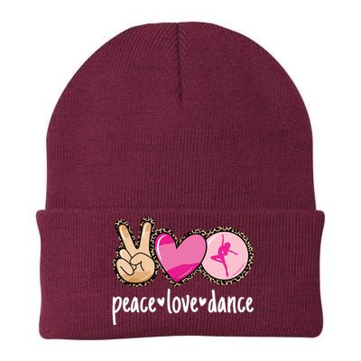 Peace Love Dance Leopard Print Mom Dancing Knit Cap Winter Beanie