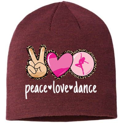 Peace Love Dance Leopard Print Mom Dancing Sustainable Beanie