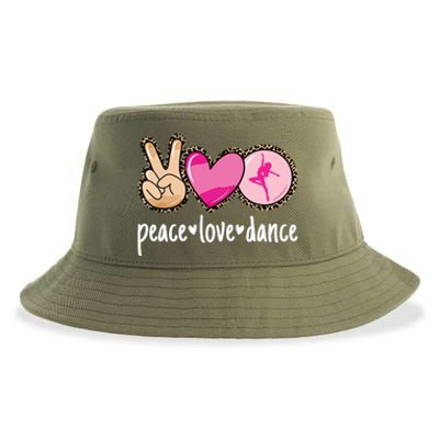 Peace Love Dance Leopard Print Mom Dancing Sustainable Bucket Hat