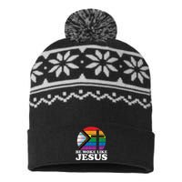 Pride Liberal Democrat Be Woke Like Jesus Christian Ally USA-Made Snowflake Beanie