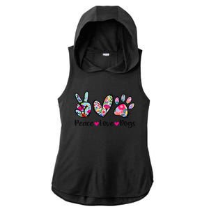 Peace Love Dogs Floral Dog Paw Dog Mom Cute Mother's Day Ladies PosiCharge Tri-Blend Wicking Draft Hoodie Tank