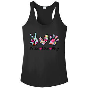 Peace Love Dogs Floral Dog Paw Dog Mom Cute Mother's Day Ladies PosiCharge Competitor Racerback Tank