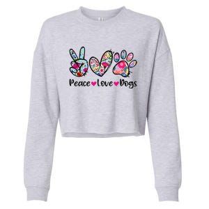 Peace Love Dogs Floral Dog Paw Dog Mom Cute Mother's Day Cropped Pullover Crew