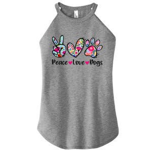 Peace Love Dogs Floral Dog Paw Dog Mom Cute Mother's Day Women's Perfect Tri Rocker Tank