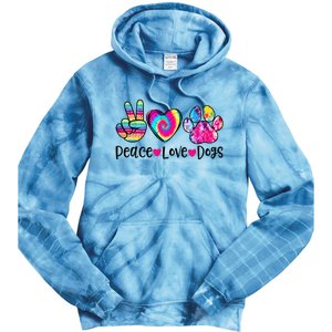 Peace Love Dogs Tie Dye Dog Paw Dog Mom Mother's Day Tie Dye Hoodie