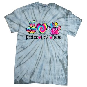 Peace Love Dogs Tie Dye Dog Paw Dog Mom Mother's Day Tie-Dye T-Shirt