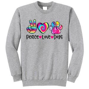 Peace Love Dogs Tie Dye Dog Paw Dog Mom Mother's Day Tall Sweatshirt