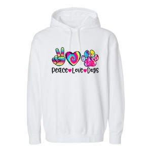 Peace Love Dogs Tie Dye Dog Paw Dog Mom Mother's Day Garment-Dyed Fleece Hoodie