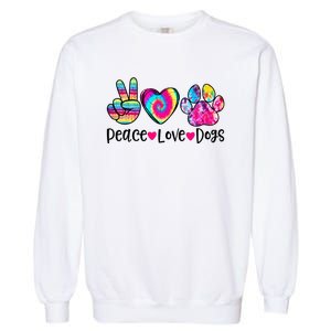 Peace Love Dogs Tie Dye Dog Paw Dog Mom Mother's Day Garment-Dyed Sweatshirt