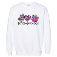 Peace Love Dogs Tie Dye Dog Paw Dog Mom Mother's Day Garment-Dyed Sweatshirt