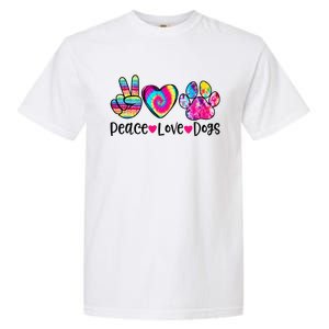 Peace Love Dogs Tie Dye Dog Paw Dog Mom Mother's Day Garment-Dyed Heavyweight T-Shirt