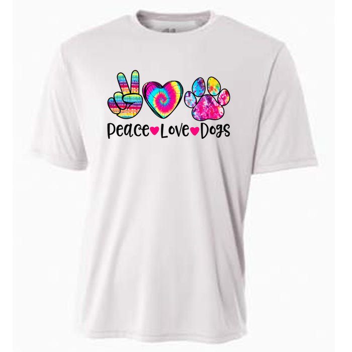 Peace Love Dogs Tie Dye Dog Paw Dog Mom Mother's Day Cooling Performance Crew T-Shirt