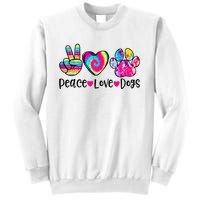 Peace Love Dogs Tie Dye Dog Paw Dog Mom Mother's Day Sweatshirt