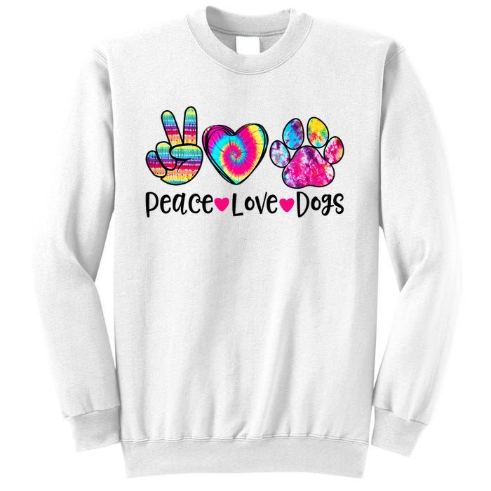 Peace Love Dogs Tie Dye Dog Paw Dog Mom Mother's Day Sweatshirt