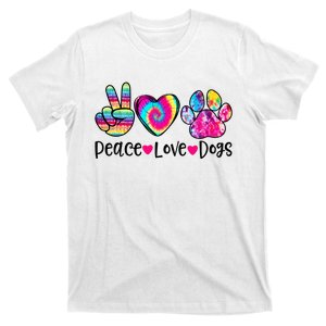 Peace Love Dogs Tie Dye Dog Paw Dog Mom Mother's Day T-Shirt