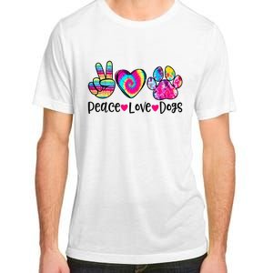 Peace Love Dogs Tie Dye Dog Paw Dog Mom Mother's Day Adult ChromaSoft Performance T-Shirt