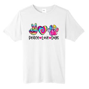 Peace Love Dogs Tie Dye Dog Paw Dog Mom Mother's Day Tall Fusion ChromaSoft Performance T-Shirt