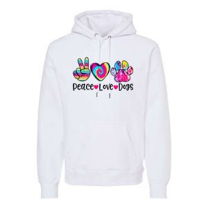 Peace Love Dogs Tie Dye Dog Paw Dog Mom Mother's Day Premium Hoodie