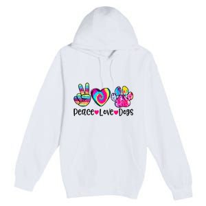 Peace Love Dogs Tie Dye Dog Paw Dog Mom Mother's Day Premium Pullover Hoodie