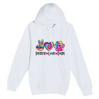 Peace Love Dogs Tie Dye Dog Paw Dog Mom Mother's Day Premium Pullover Hoodie