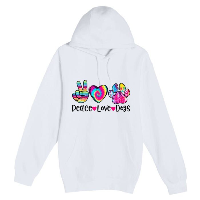 Peace Love Dogs Tie Dye Dog Paw Dog Mom Mother's Day Premium Pullover Hoodie