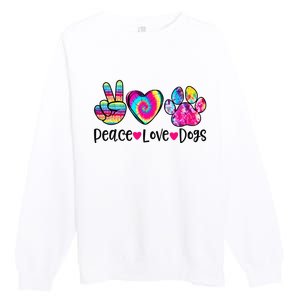 Peace Love Dogs Tie Dye Dog Paw Dog Mom Mother's Day Premium Crewneck Sweatshirt