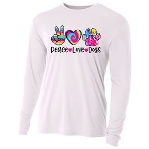 Peace Love Dogs Tie Dye Dog Paw Dog Mom Mother's Day Cooling Performance Long Sleeve Crew