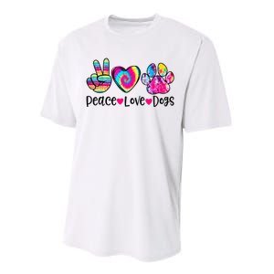 Peace Love Dogs Tie Dye Dog Paw Dog Mom Mother's Day Performance Sprint T-Shirt