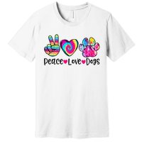 Peace Love Dogs Tie Dye Dog Paw Dog Mom Mother's Day Premium T-Shirt