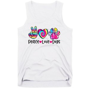 Peace Love Dogs Tie Dye Dog Paw Dog Mom Mother's Day Tank Top