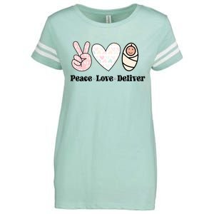 Peace Love Deliver Labor And Delivery Nurse L And D Nursing Cool Gift Enza Ladies Jersey Football T-Shirt