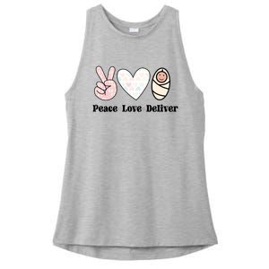 Peace Love Deliver Labor And Delivery Nurse L And D Nursing Cool Gift Ladies PosiCharge Tri-Blend Wicking Tank