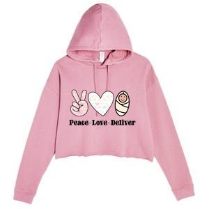 Peace Love Deliver Labor And Delivery Nurse L And D Nursing Cool Gift Crop Fleece Hoodie