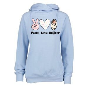 Peace Love Deliver Labor And Delivery Nurse L And D Nursing Cool Gift Womens Funnel Neck Pullover Hood