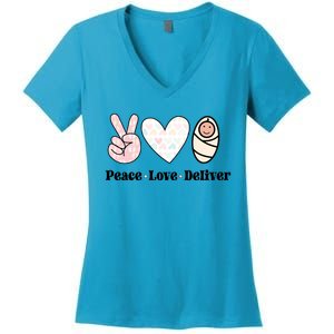 Peace Love Deliver Labor And Delivery Nurse L And D Nursing Cool Gift Women's V-Neck T-Shirt