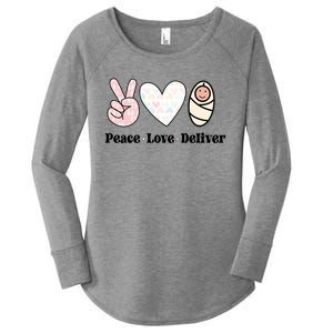 Peace Love Deliver Labor And Delivery Nurse L And D Nursing Cool Gift Women's Perfect Tri Tunic Long Sleeve Shirt