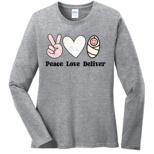 Peace Love Deliver Labor And Delivery Nurse L And D Nursing Cool Gift Ladies Long Sleeve Shirt