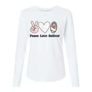 Peace Love Deliver Labor And Delivery Nurse L And D Nursing Cool Gift Womens Cotton Relaxed Long Sleeve T-Shirt