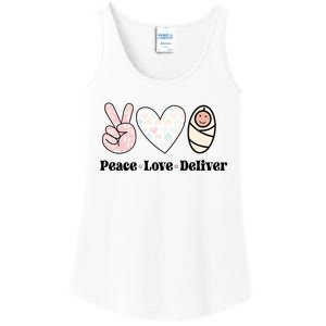 Peace Love Deliver Labor And Delivery Nurse L And D Nursing Cool Gift Ladies Essential Tank