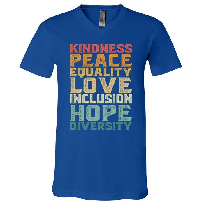 Peace Love Diversity Inclusion Equality Black History Month Cool Gift V-Neck T-Shirt