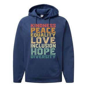 Peace Love Diversity Inclusion Equality Black History Month Cool Gift Performance Fleece Hoodie