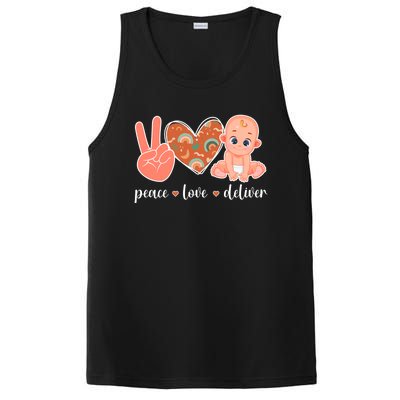 Peace Love Deliver Ob Nurse Obstetrical Nursing Gift PosiCharge Competitor Tank