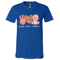 Peace Love Deliver Ob Nurse Obstetrical Nursing Gift V-Neck T-Shirt