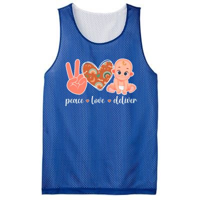 Peace Love Deliver Ob Nurse Obstetrical Nursing Gift Mesh Reversible Basketball Jersey Tank