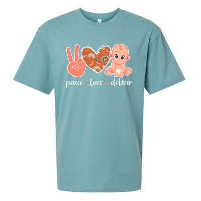 Peace Love Deliver Ob Nurse Obstetrical Nursing Gift Sueded Cloud Jersey T-Shirt