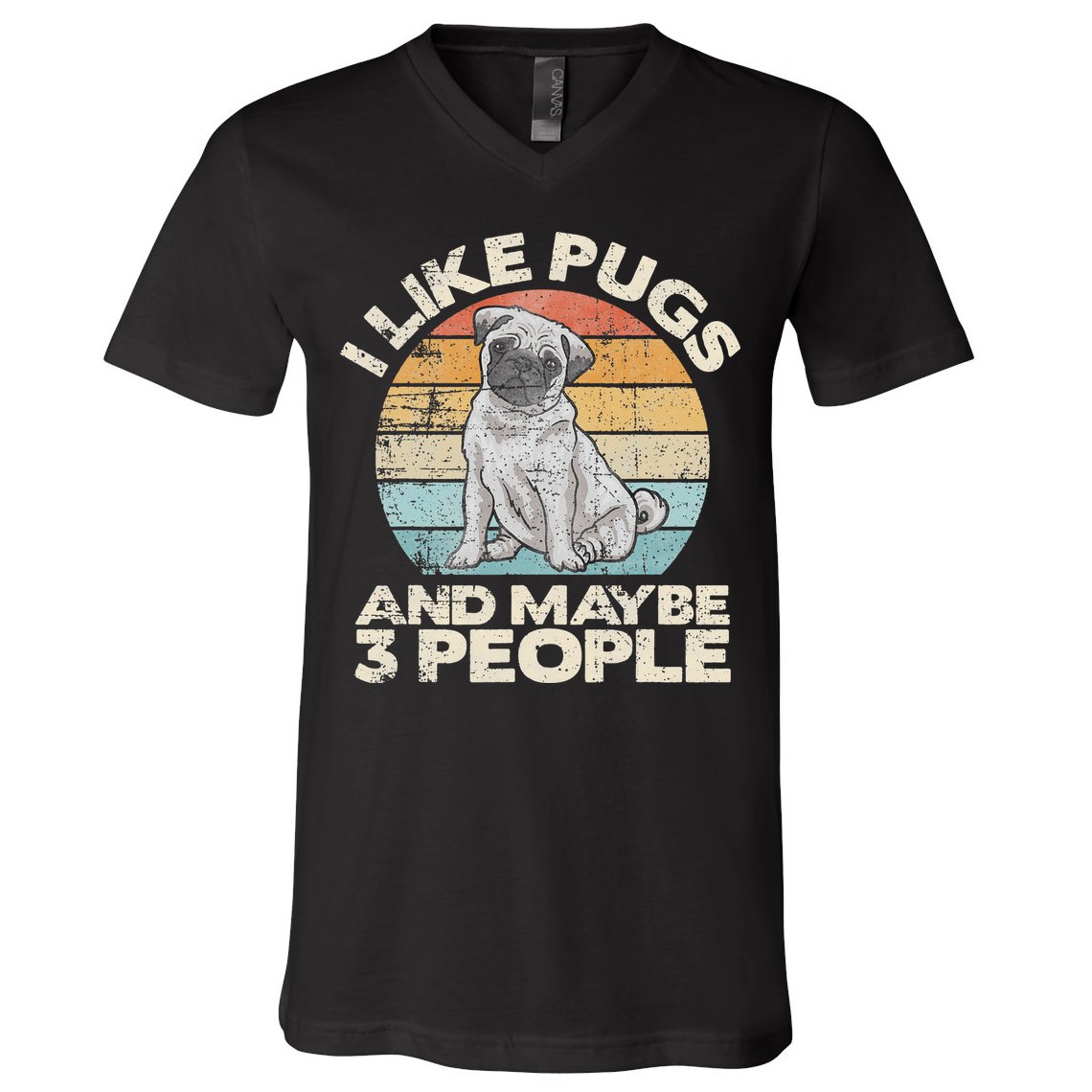 Pug Lover Dog Lover Gift Retro Pug V-Neck T-Shirt